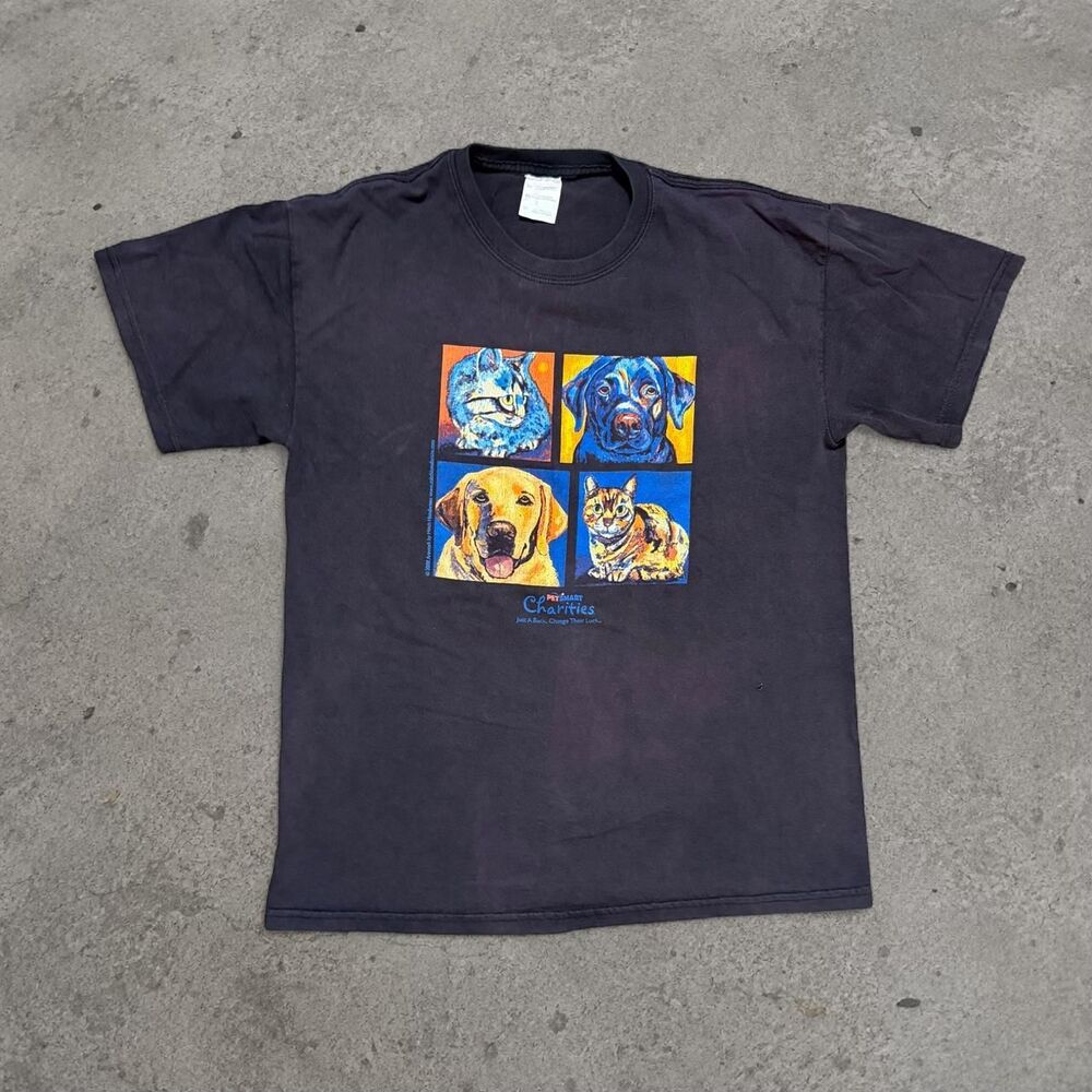 2000s PetSmart Charities Cat and Dog Box Hit T-Shirt Mens Size Medium Faded